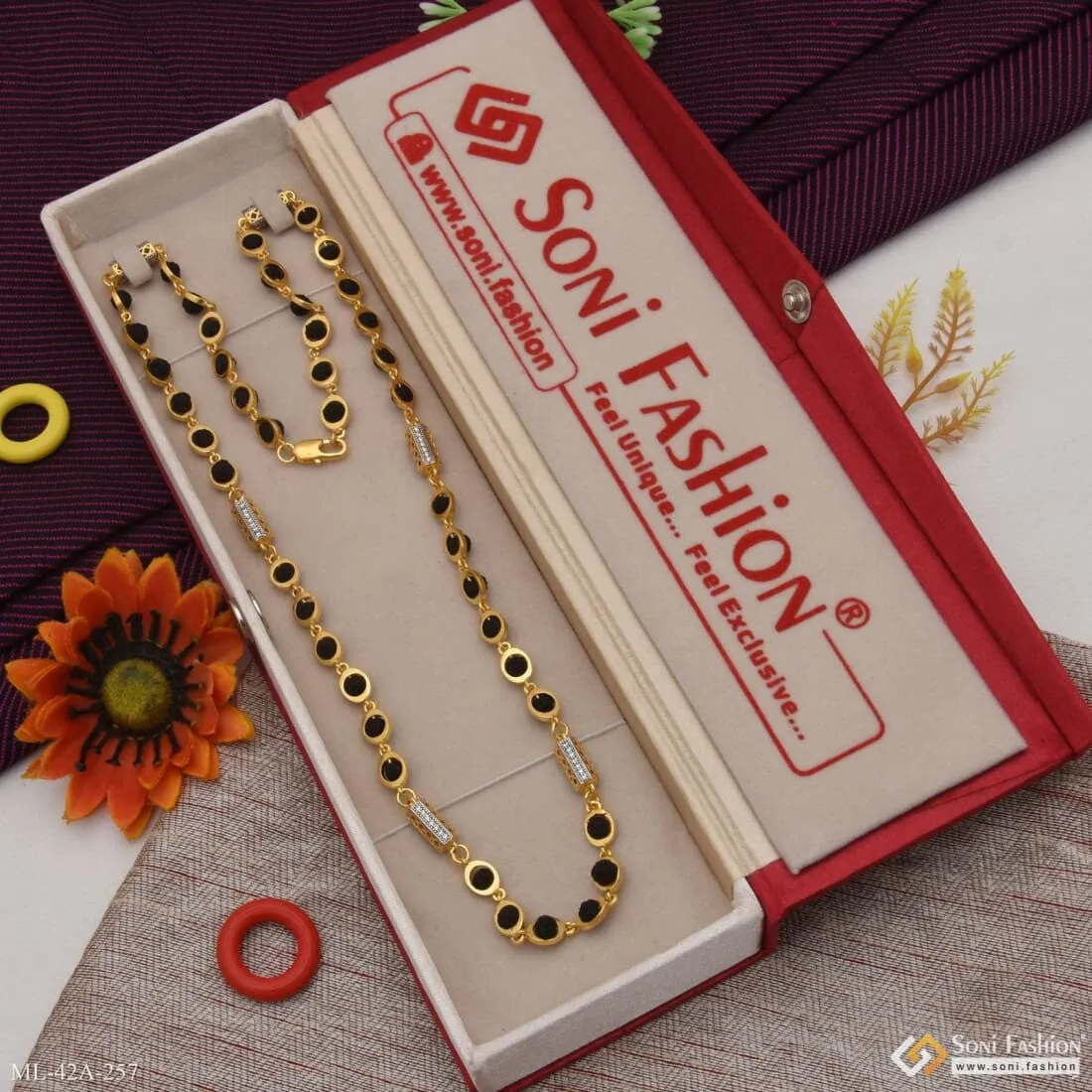 1 Gram Gold Forming Best Quality Durable Design Rudraksha Mala For Men - Style A257