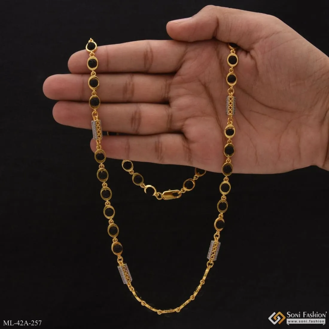 1 Gram Gold Forming Best Quality Durable Design Rudraksha Mala For Men - Style A257