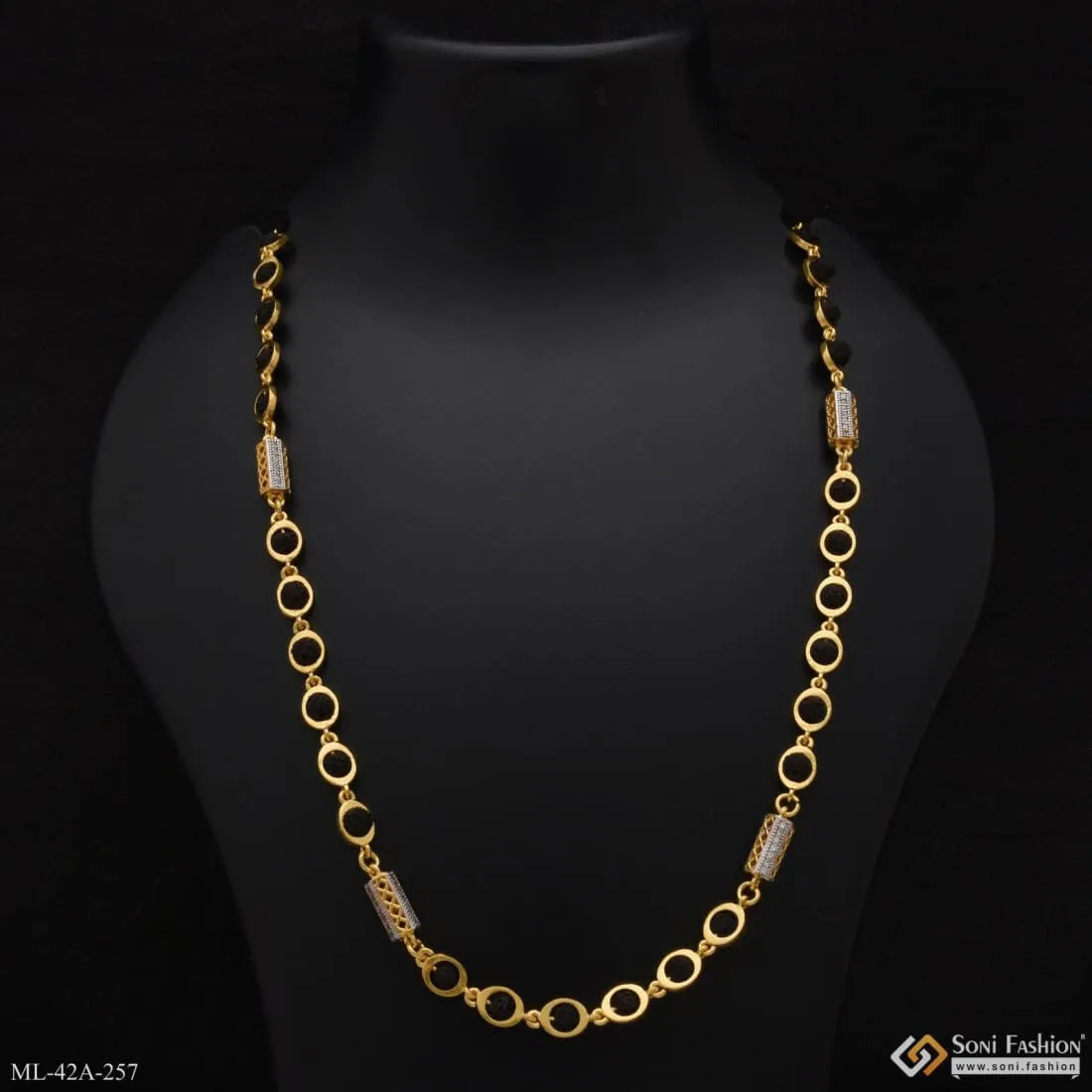 1 Gram Gold Forming Best Quality Durable Design Rudraksha Mala For Men - Style A257