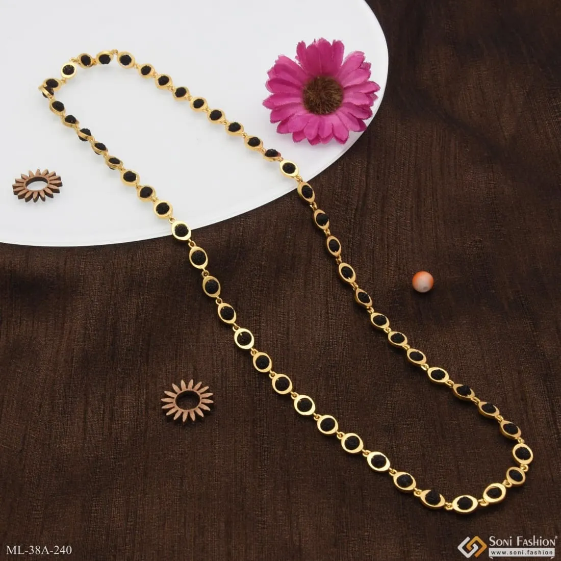 1 Gram Gold Forming Latest Design High-Quality Rudraksha Mala for Men - Style A240