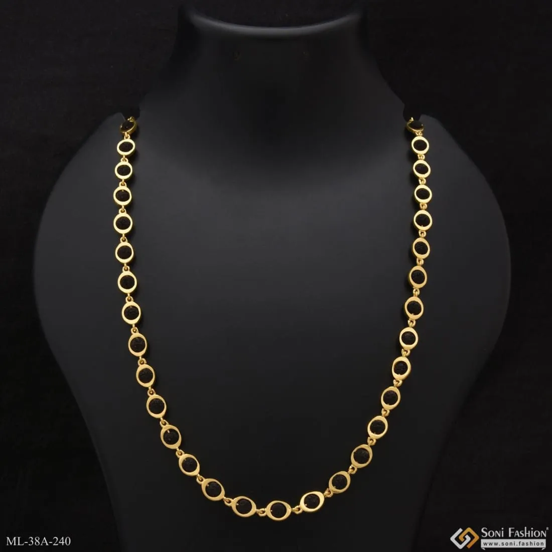 1 Gram Gold Forming Latest Design High-Quality Rudraksha Mala for Men - Style A240