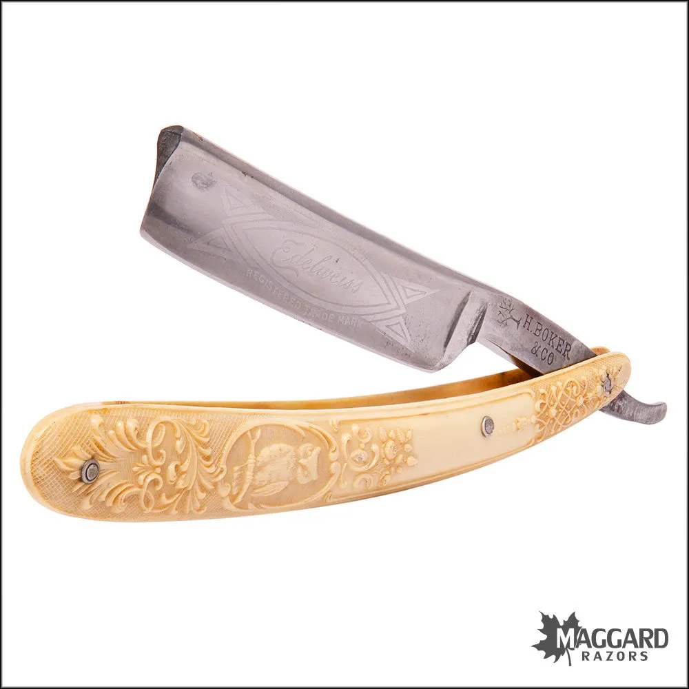 #1005 Vintage Straight Razor - H. Boker & Co. 5/8 Edelweiss