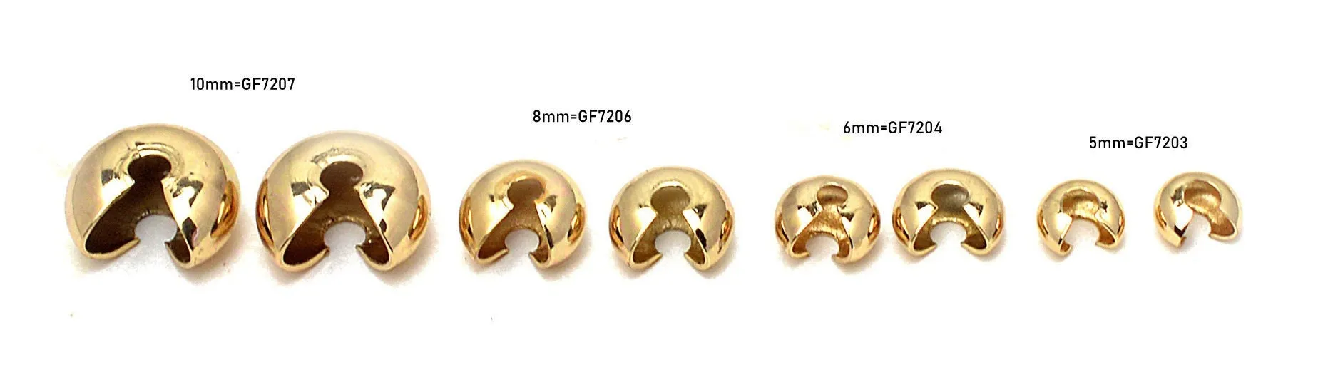 18K Gold Filled Look, Crimp Bead Covers & Ends Set - Premium End Tip Beads for Jewelry Finishing, Assorted Sizes