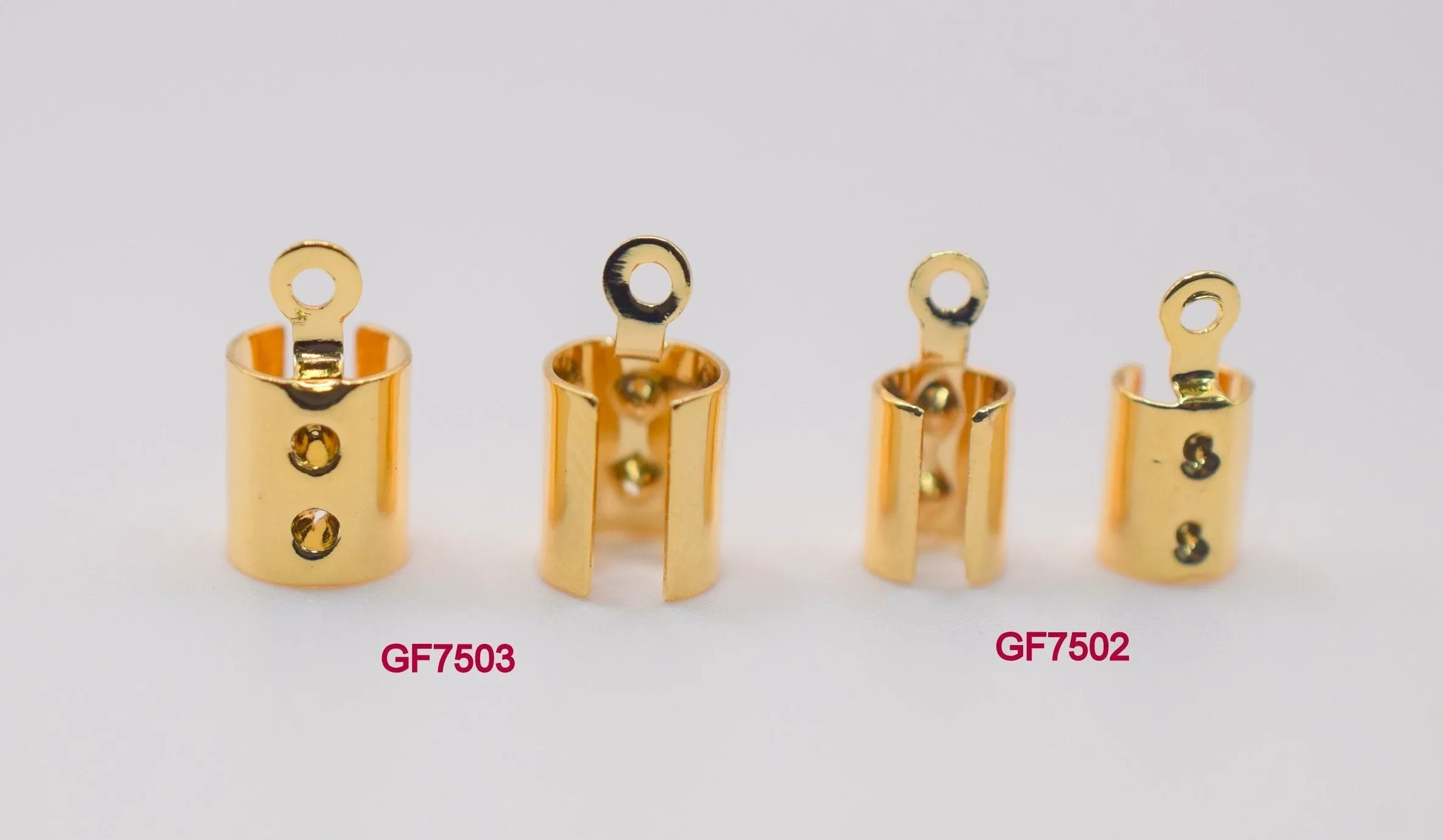 18K Gold Filled Look, Crimp Bead Covers & Ends Set - Premium End Tip Beads for Jewelry Finishing, Assorted Sizes