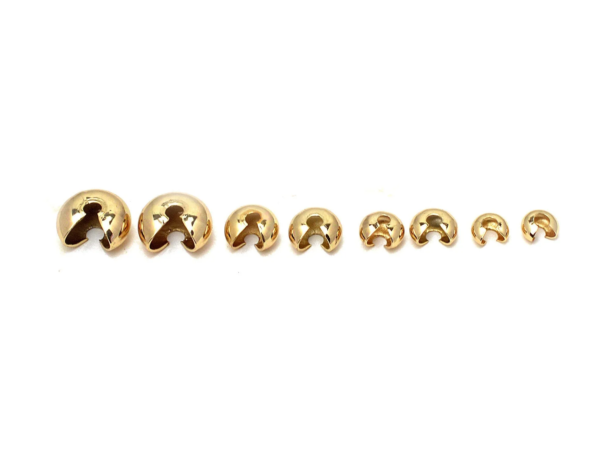 18K Gold Filled Look, Crimp Bead Covers & Ends Set - Premium End Tip Beads for Jewelry Finishing, Assorted Sizes