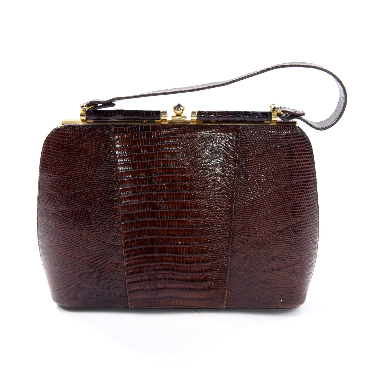 1950s Sydney California Brown Lizard Leather Handbag