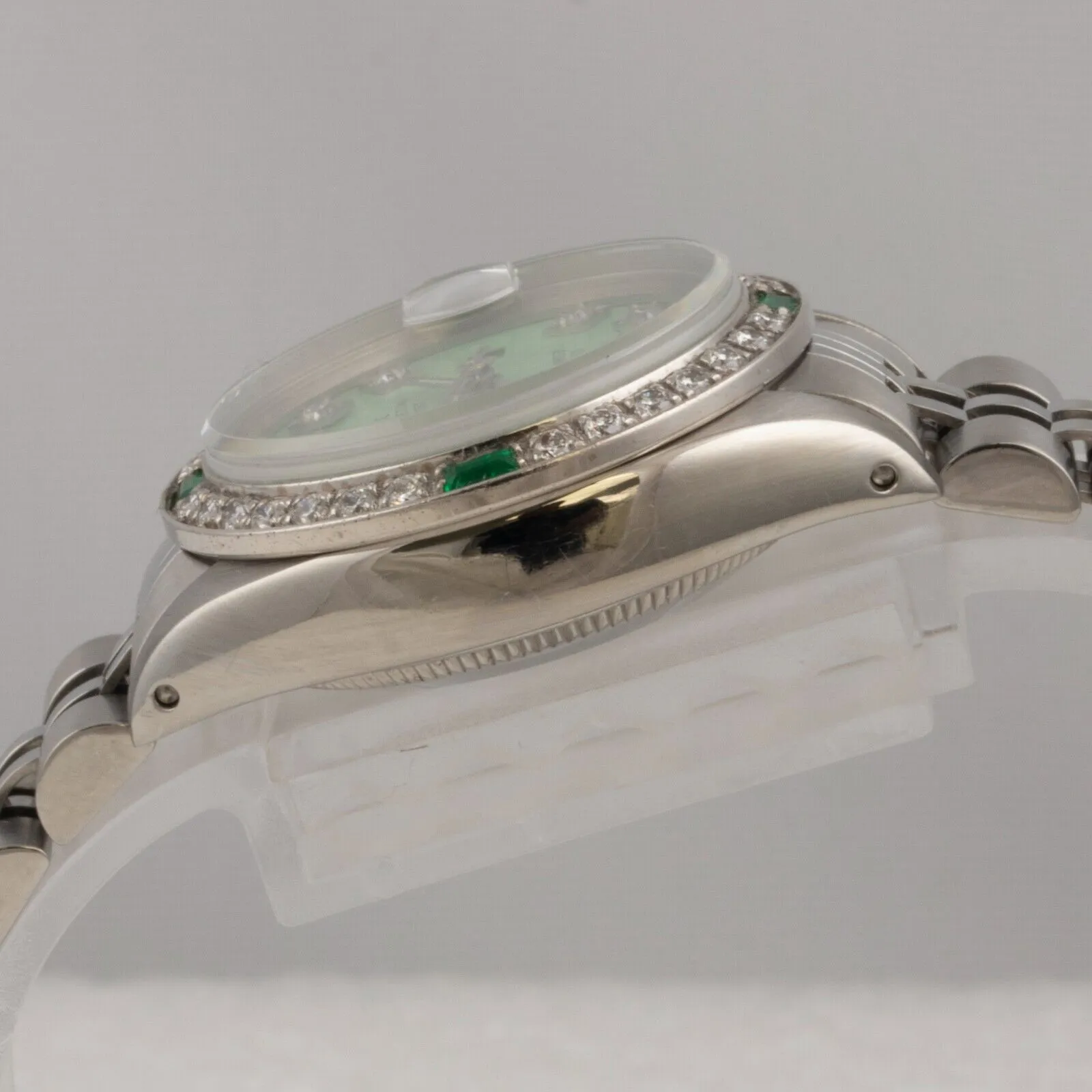 1978 Rolex Datejust 6916 Stainless Steel Green Emerald Diamond 26mm Ladies Watch