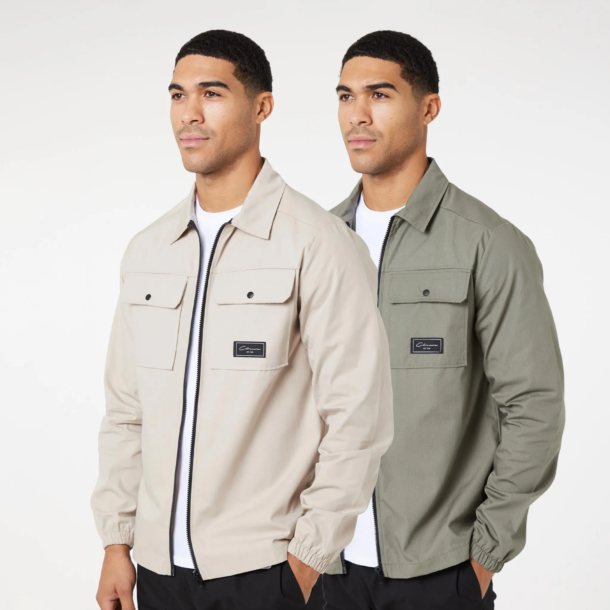 2-Pack Utility Overshirts | Greige / Olive