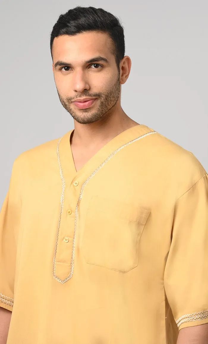 Aabid Modest Muslim Mens Embroidered Kurta Pajama Set