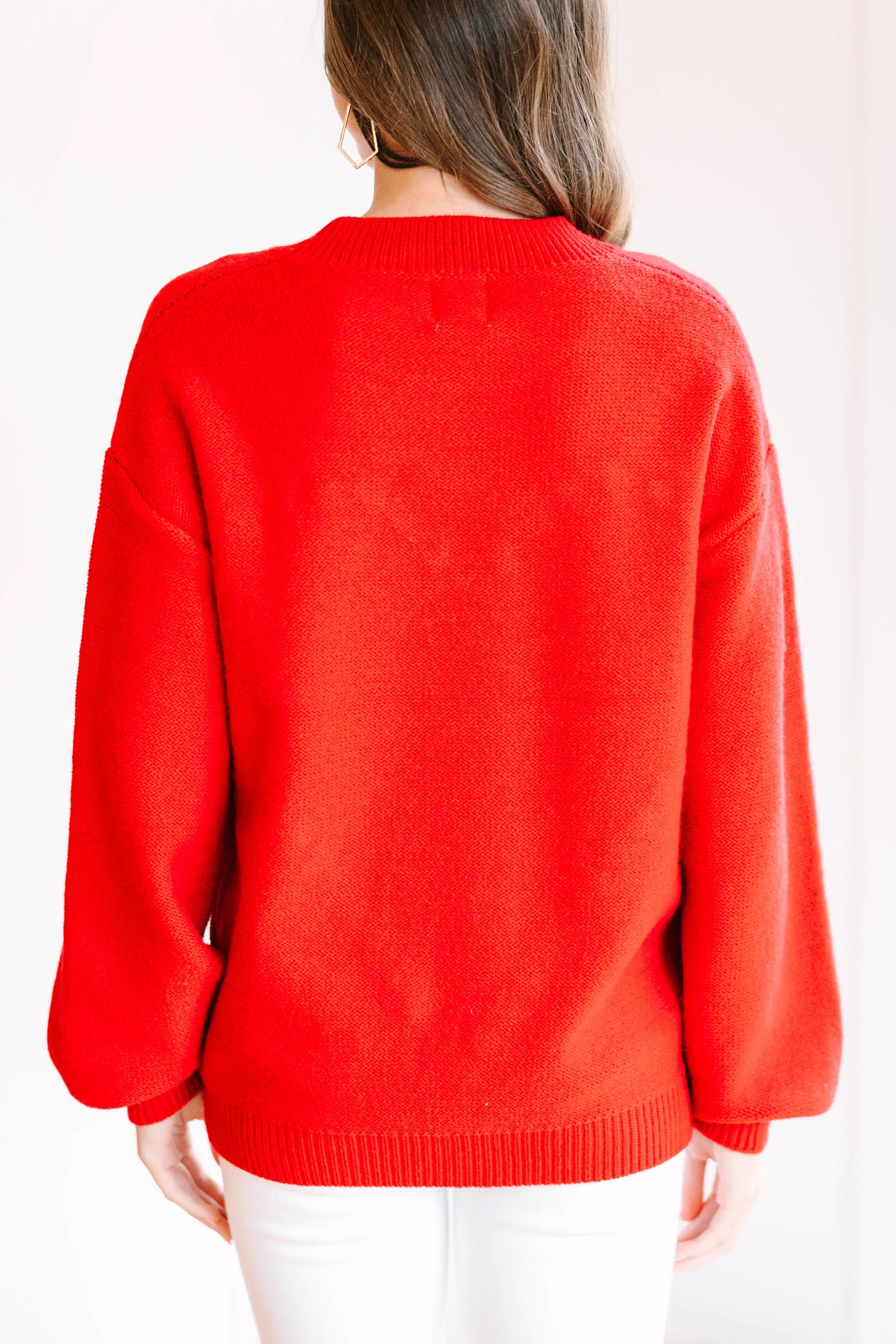 All For The Love Red Pompom Heart Sweater