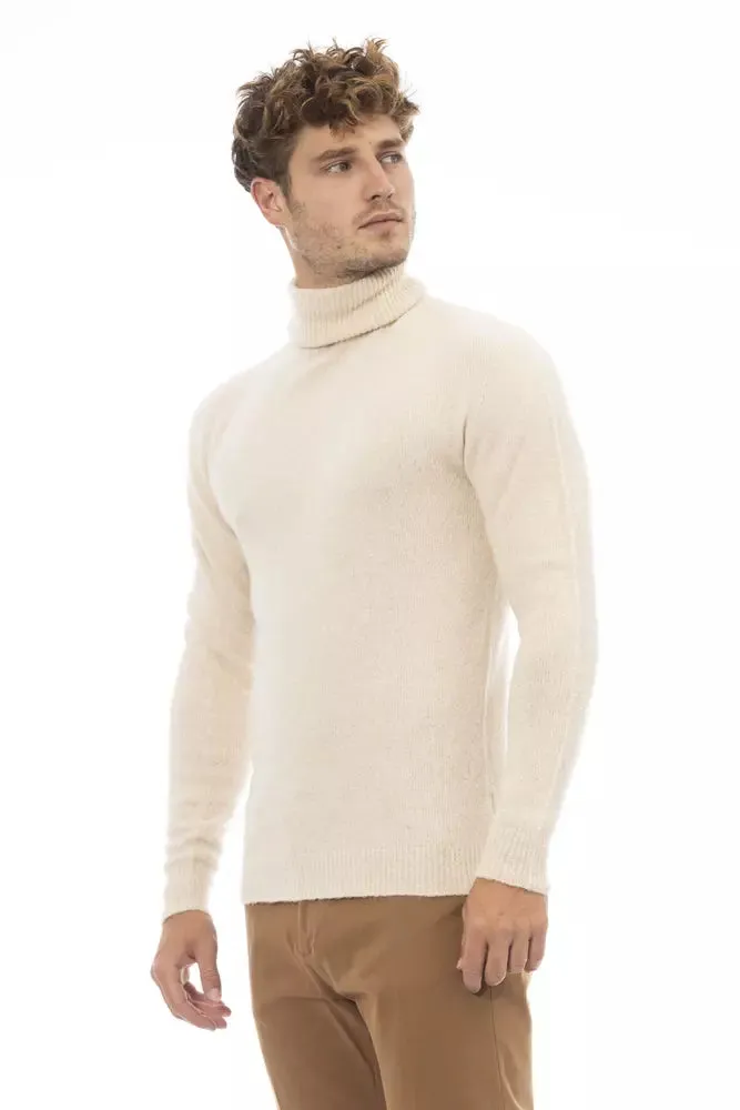 Alpha Studio Beige Alpaca Men Men's Sweater
