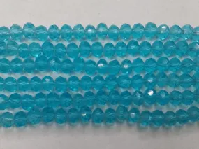 Aqua Blue Tyre Crystal Glass Beads- 6 mm (Wholesale