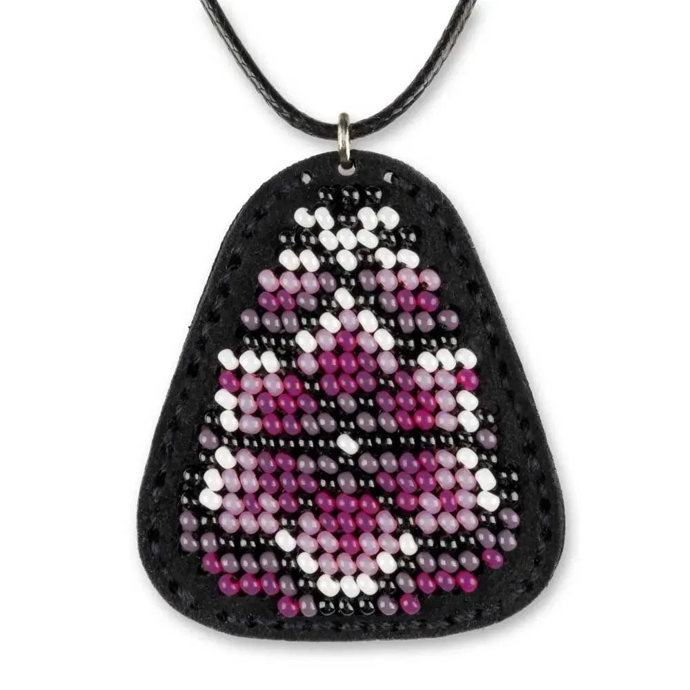 Bead embroidery kit on artificial leather Pendant FLBB-081