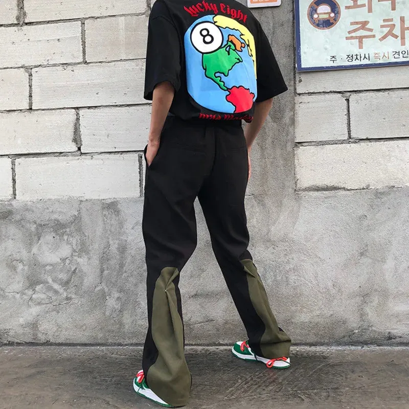 Bonsir - Street High Vibe Style Cargo Pants Men's Fashion High Street Pants Overalls Color Block Patchwrok Button Trousers 2Y5808