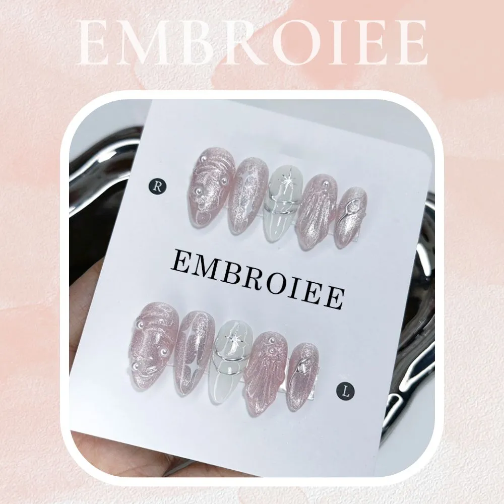 Butterfly And Camellia Hand-painted Press On Nails