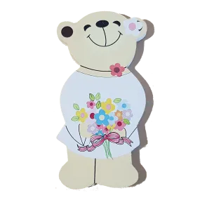 C&F Wooden Mama Bear Character - Flower Bouquet