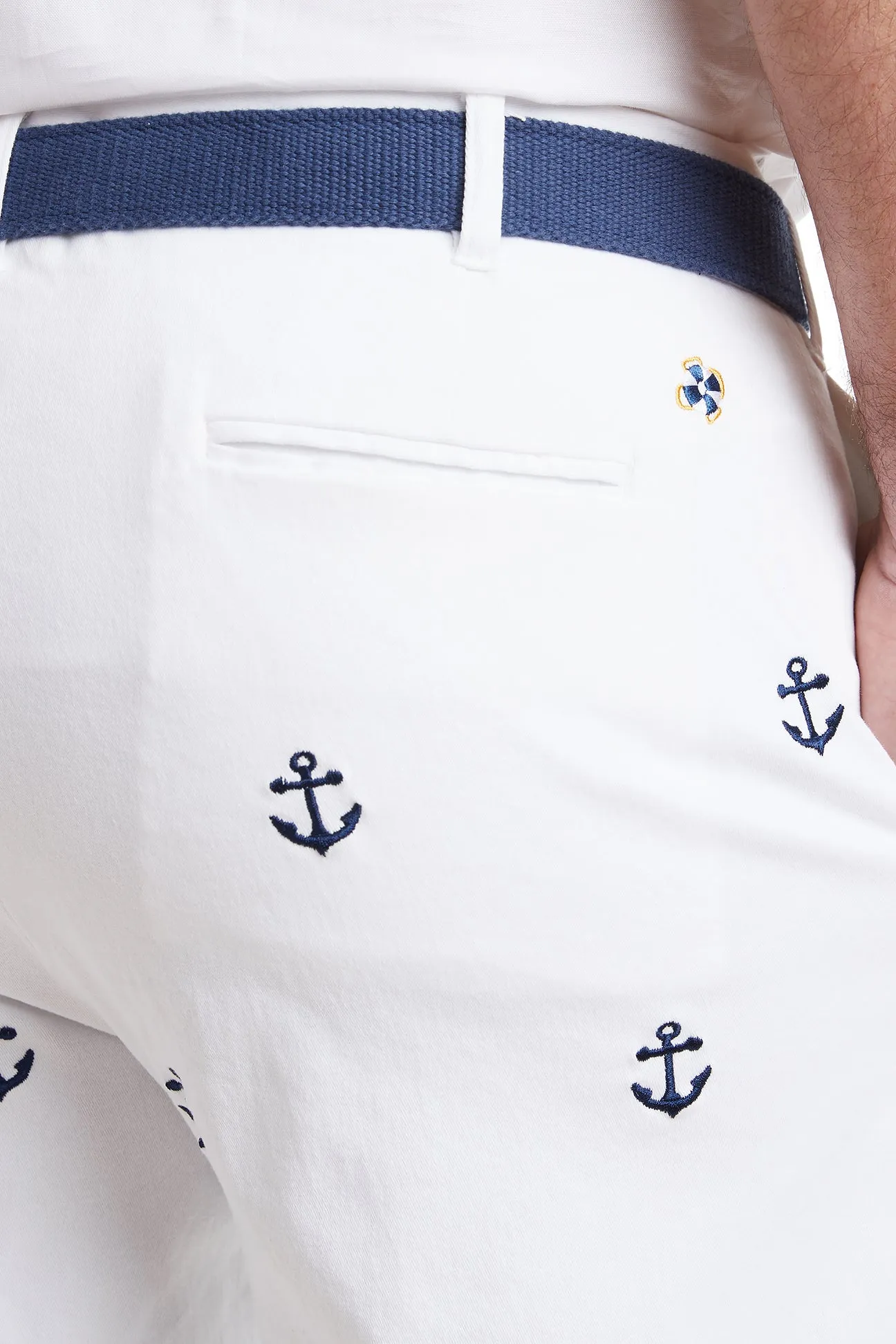 Cisco Short Stretch Twill White with Anchor