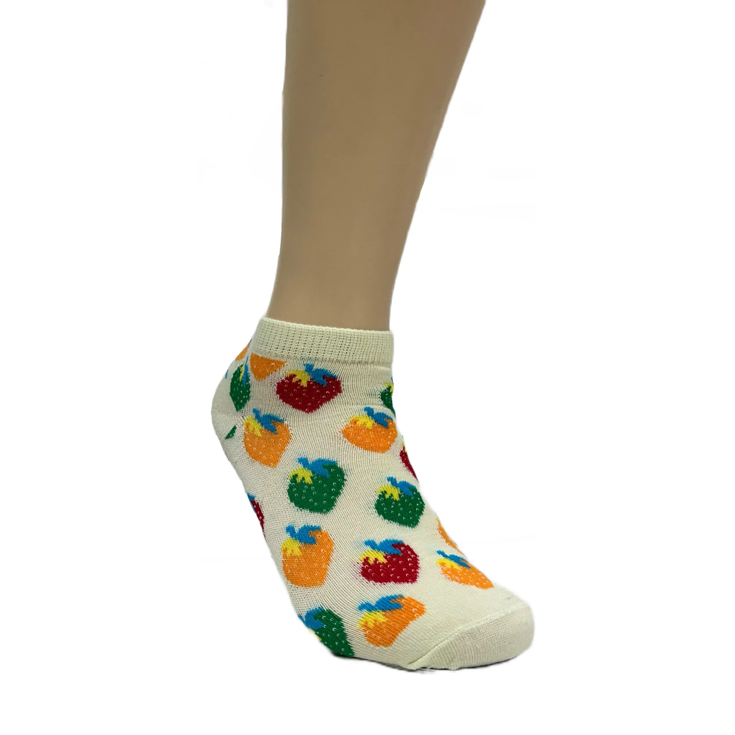 Colorful Strawberry Patterned Ankle Socks (Adult Medium - Women's Shoe Sizes 5-10)
