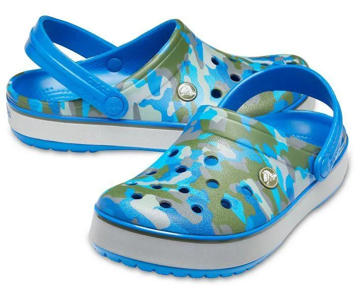 Crocband Printed Bright Cobalt/Army Green Unisex Clog-205834-4JU