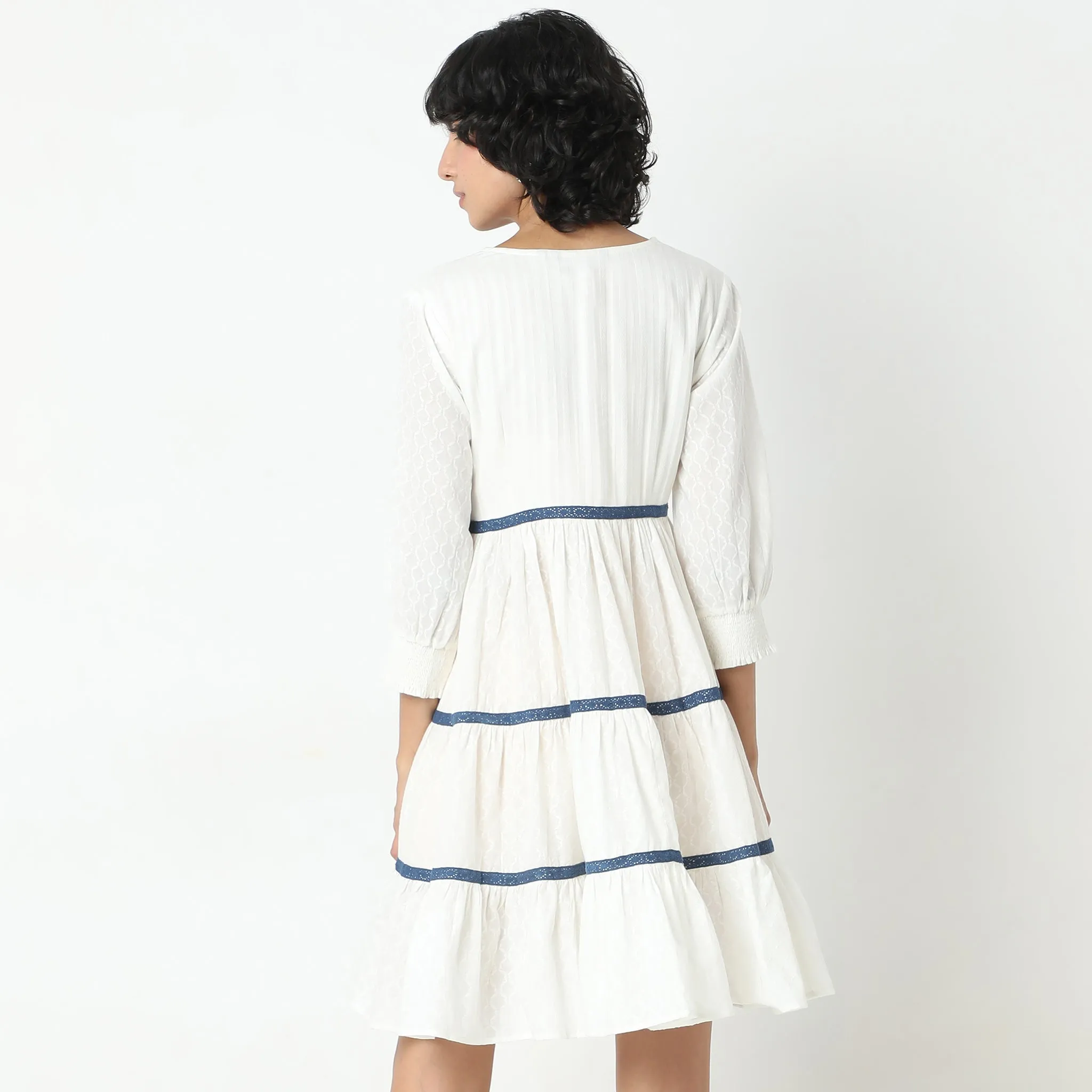 Flare Fit Embroidered Dress