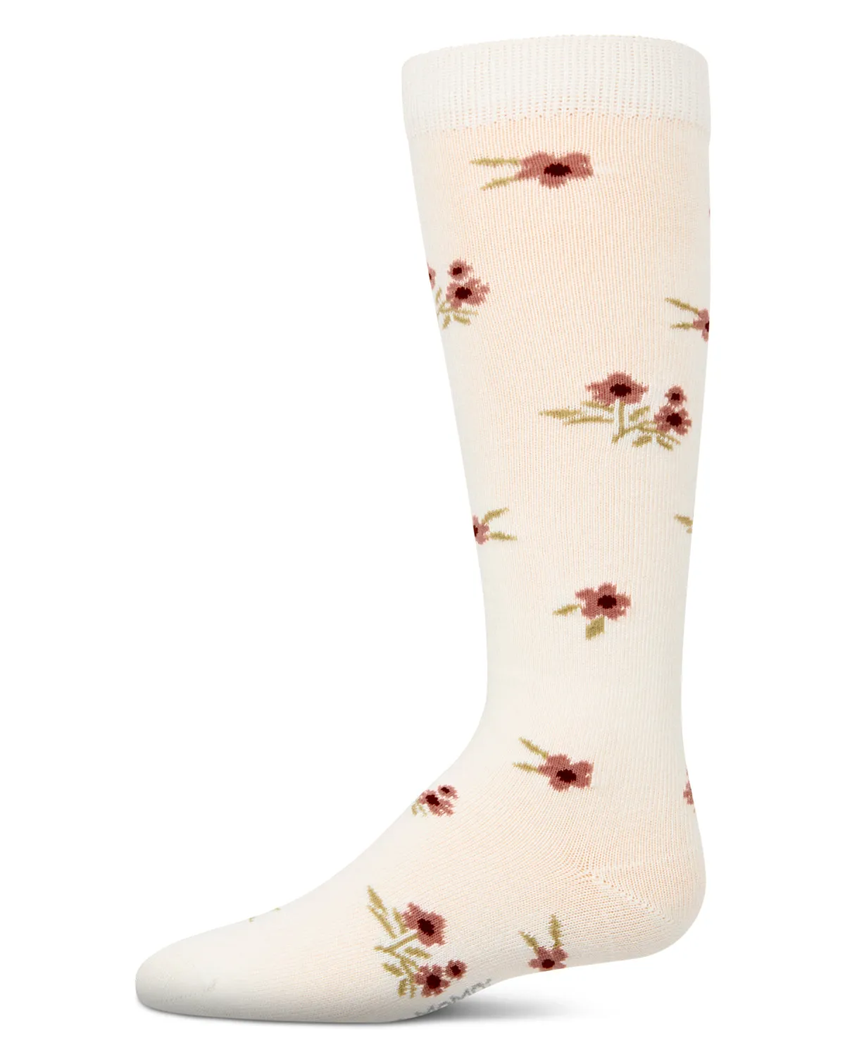 Girls Opaque Stretch Cotton "Blissful Bloom" Knee High Sock