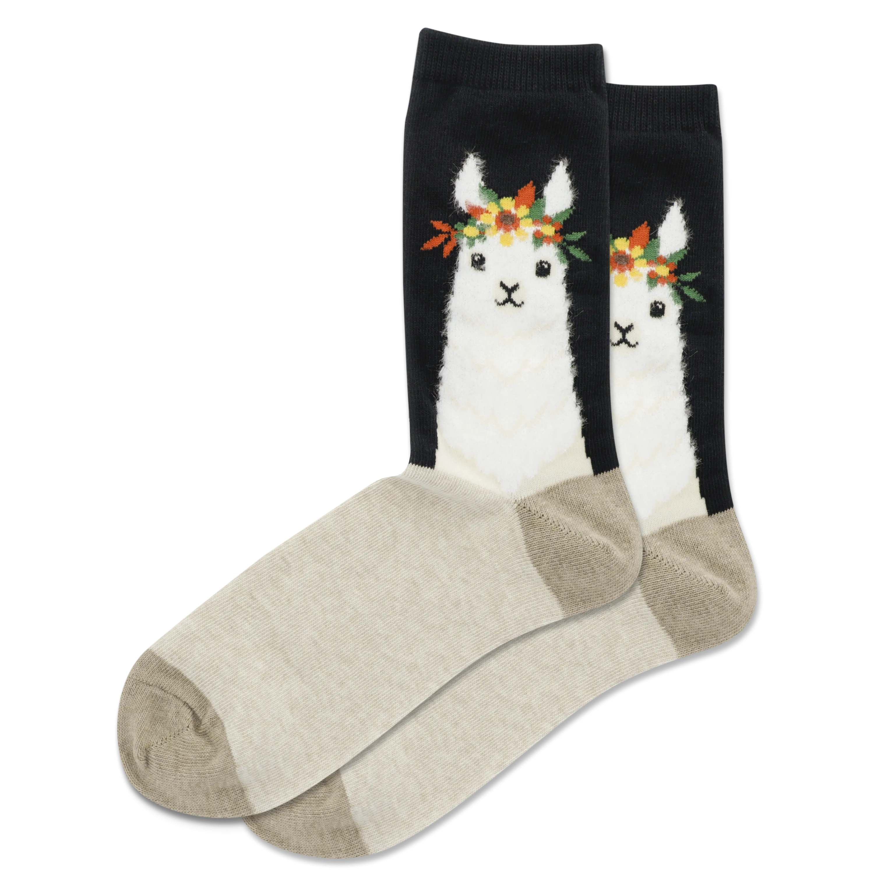 HOTSOX Women's Fuzzy Llama Crew Socks