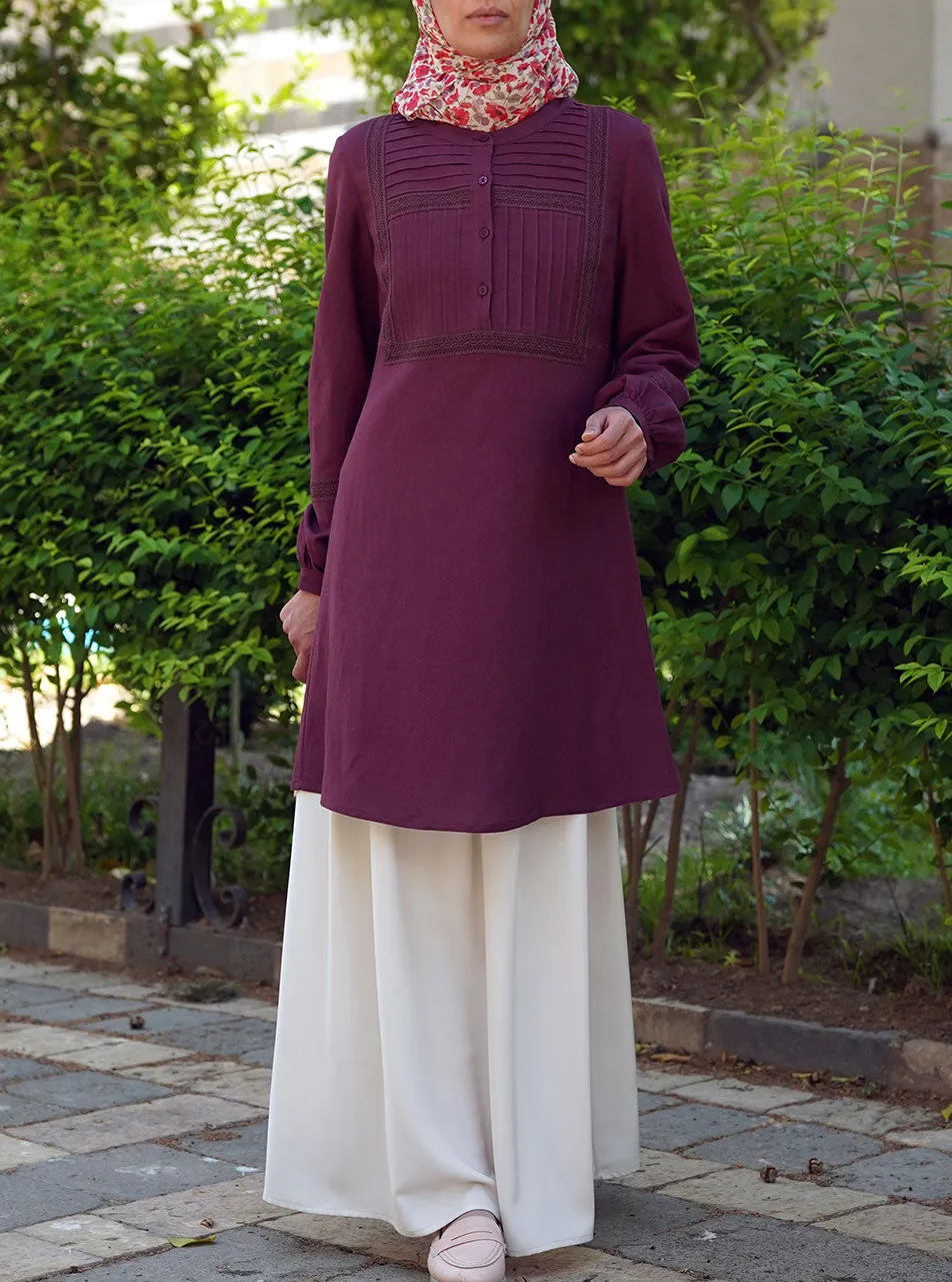 Lace and Pleated Blouse