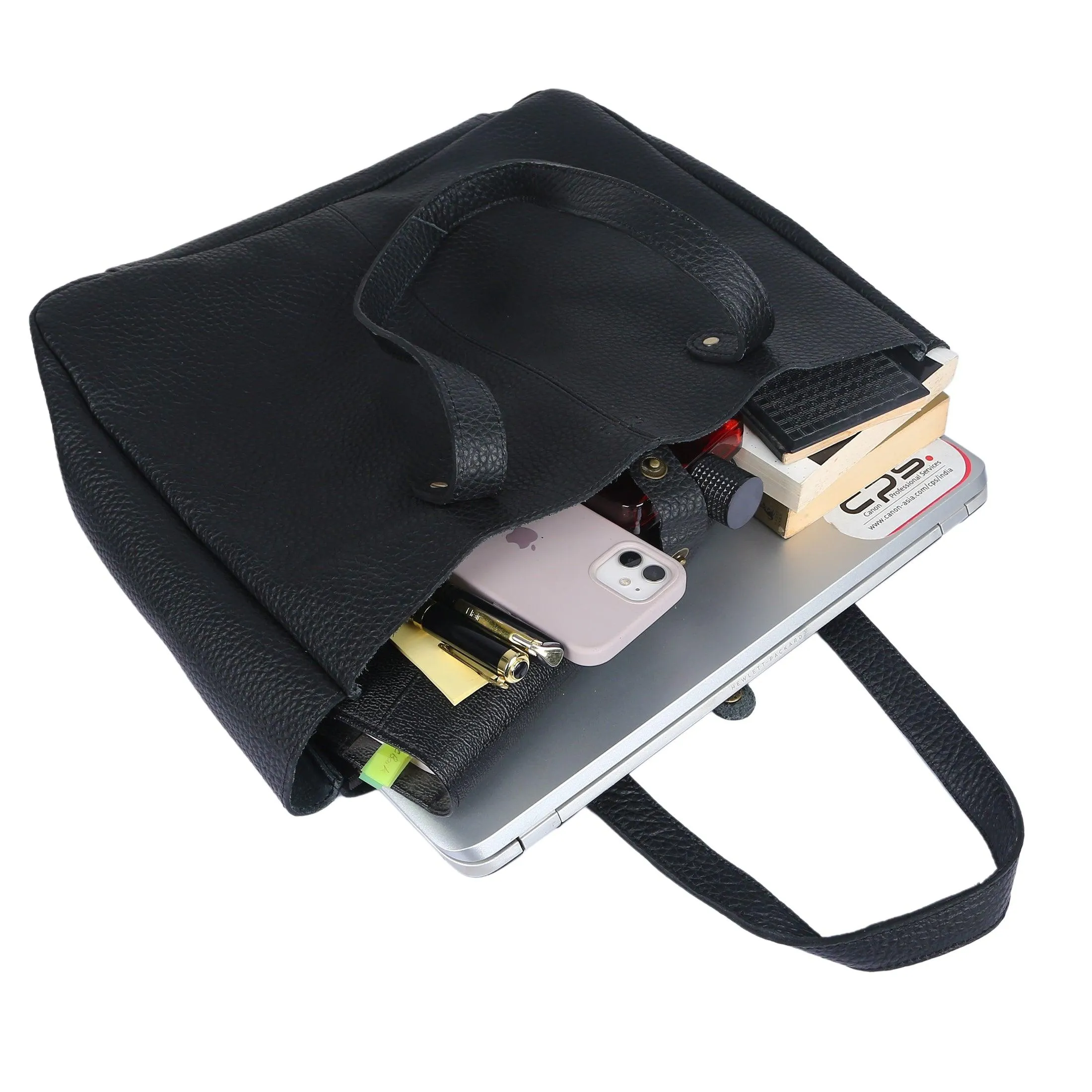 Leather Shoulder Tote Bag for Women β Multipurpose Satchel, Travel Purse, and Messenger Handbag (Black)