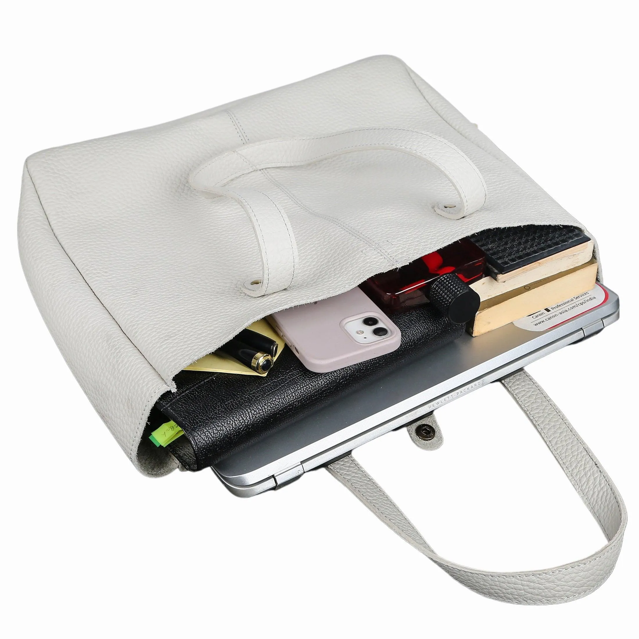 Leather Shoulder Tote Bag for Women β Multipurpose Satchel, Travel Purse, and Messenger Handbag (Snow)