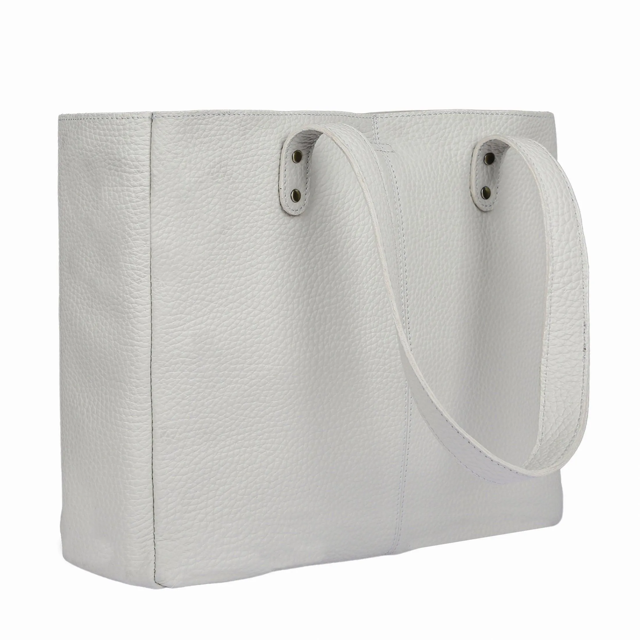 Leather Shoulder Tote Bag for Women β Multipurpose Satchel, Travel Purse, and Messenger Handbag (Snow)