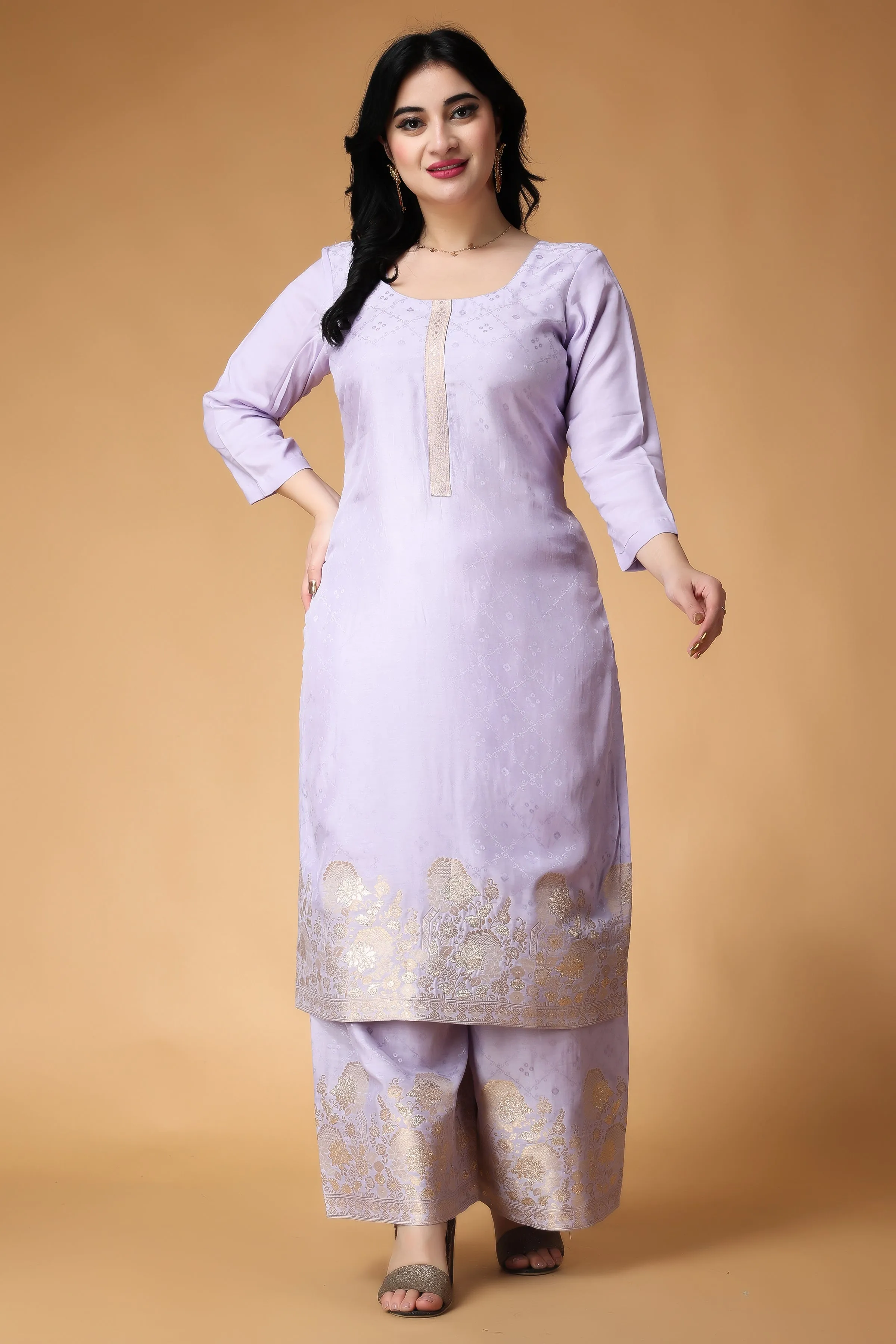 Mauve Marvel Muslin Suit Set