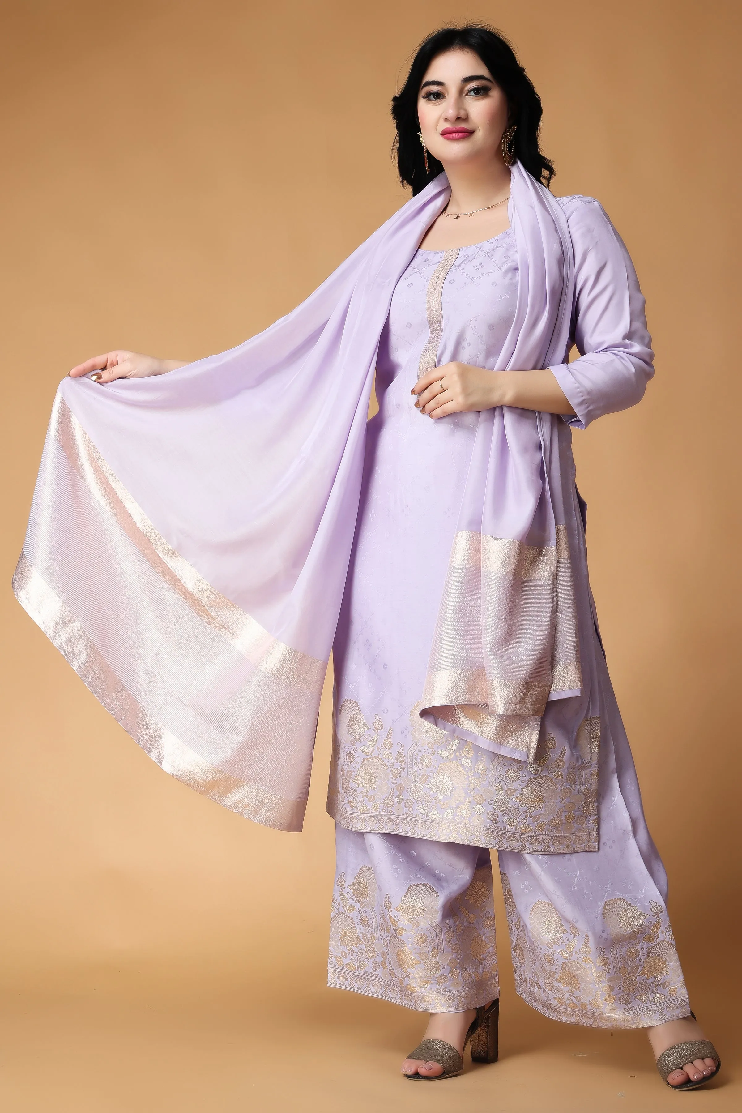 Mauve Marvel Muslin Suit Set