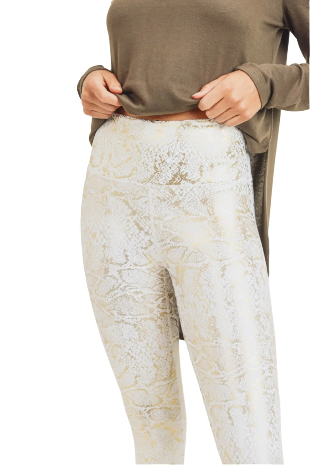 Mono B  Gold Snake Print Highwaist Leggings APH3017