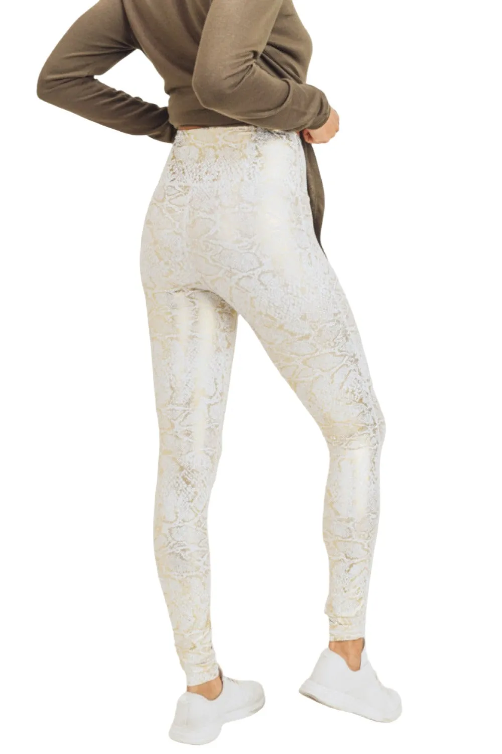 Mono B  Gold Snake Print Highwaist Leggings APH3017