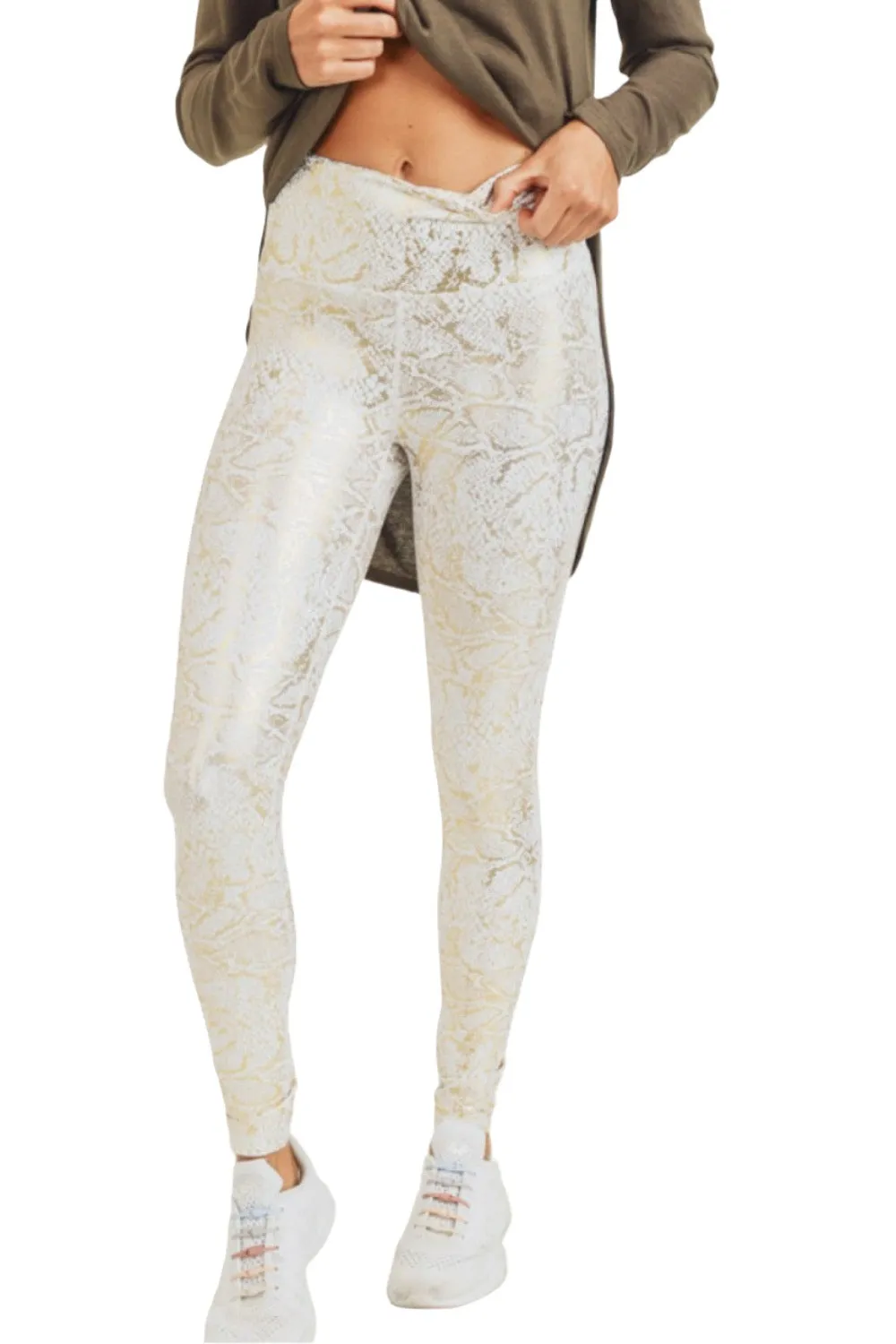 Mono B  Gold Snake Print Highwaist Leggings APH3017
