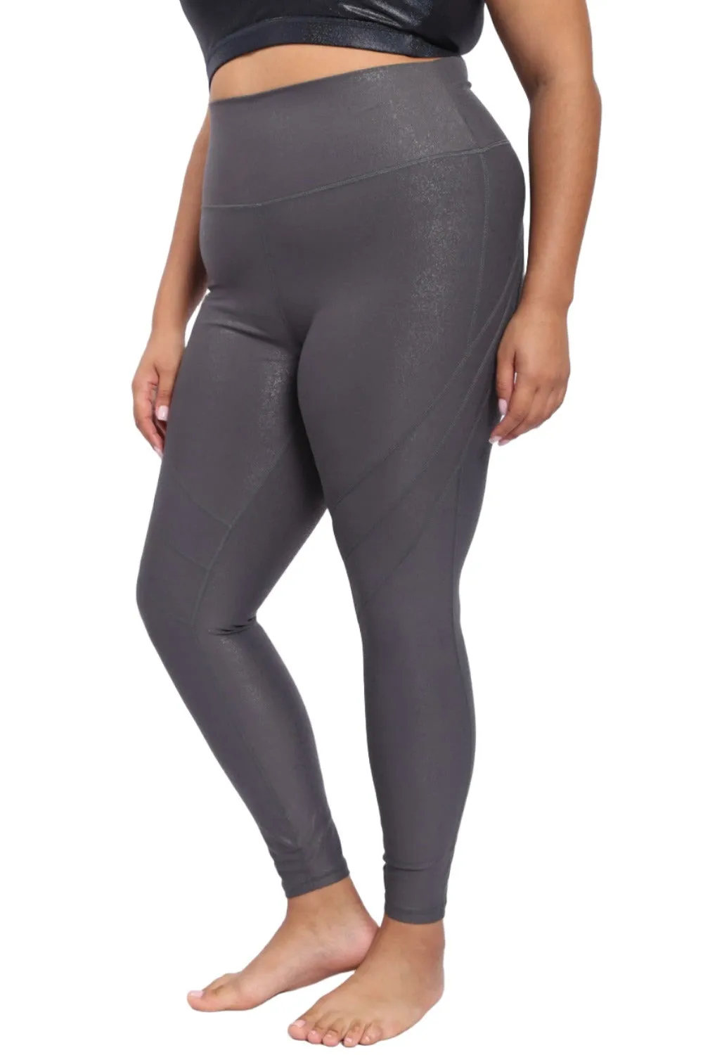 Mono B High Waist Foil Leggings With Seam Details APH-A0950 and Plus