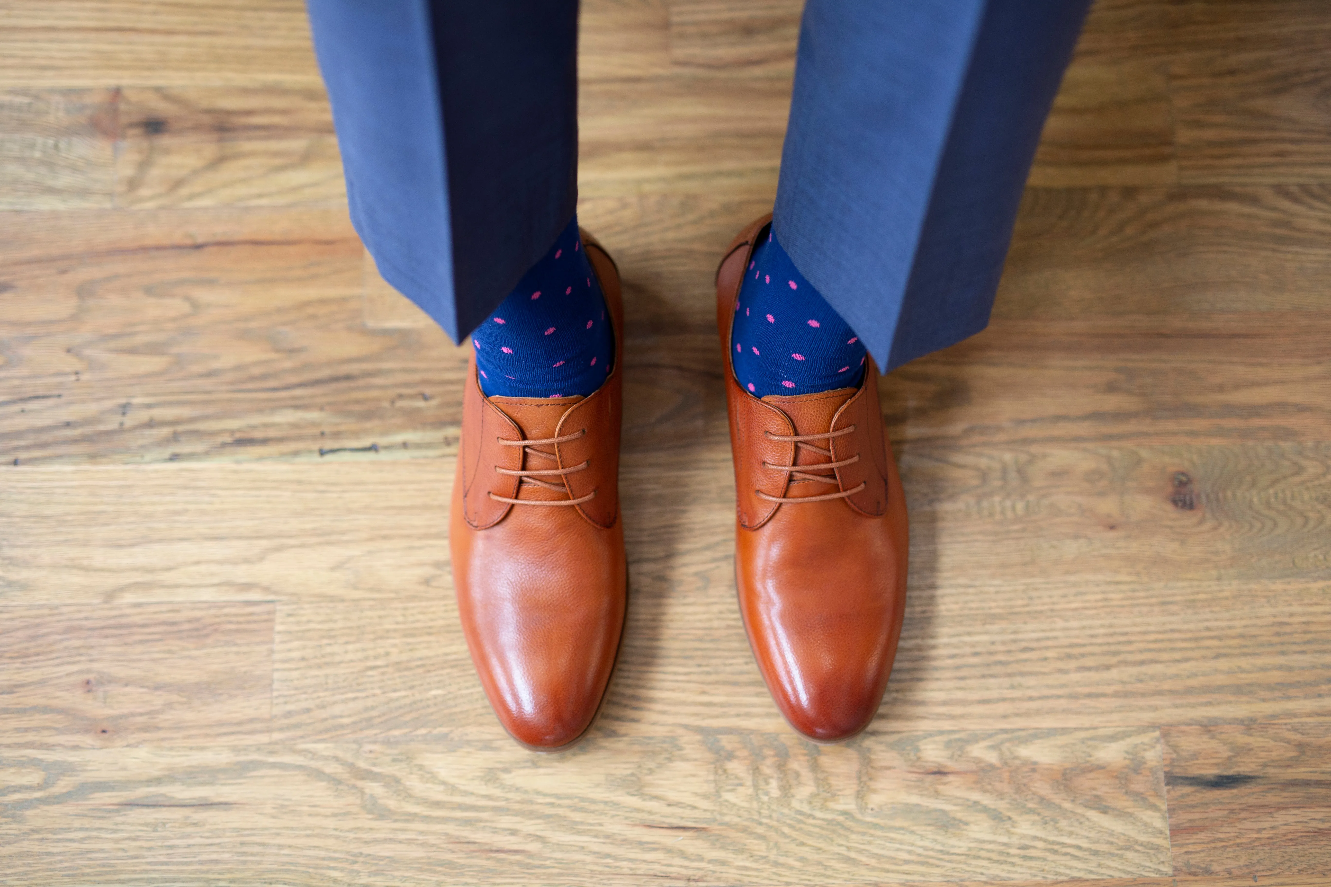 Navy with Pink Dots Socks