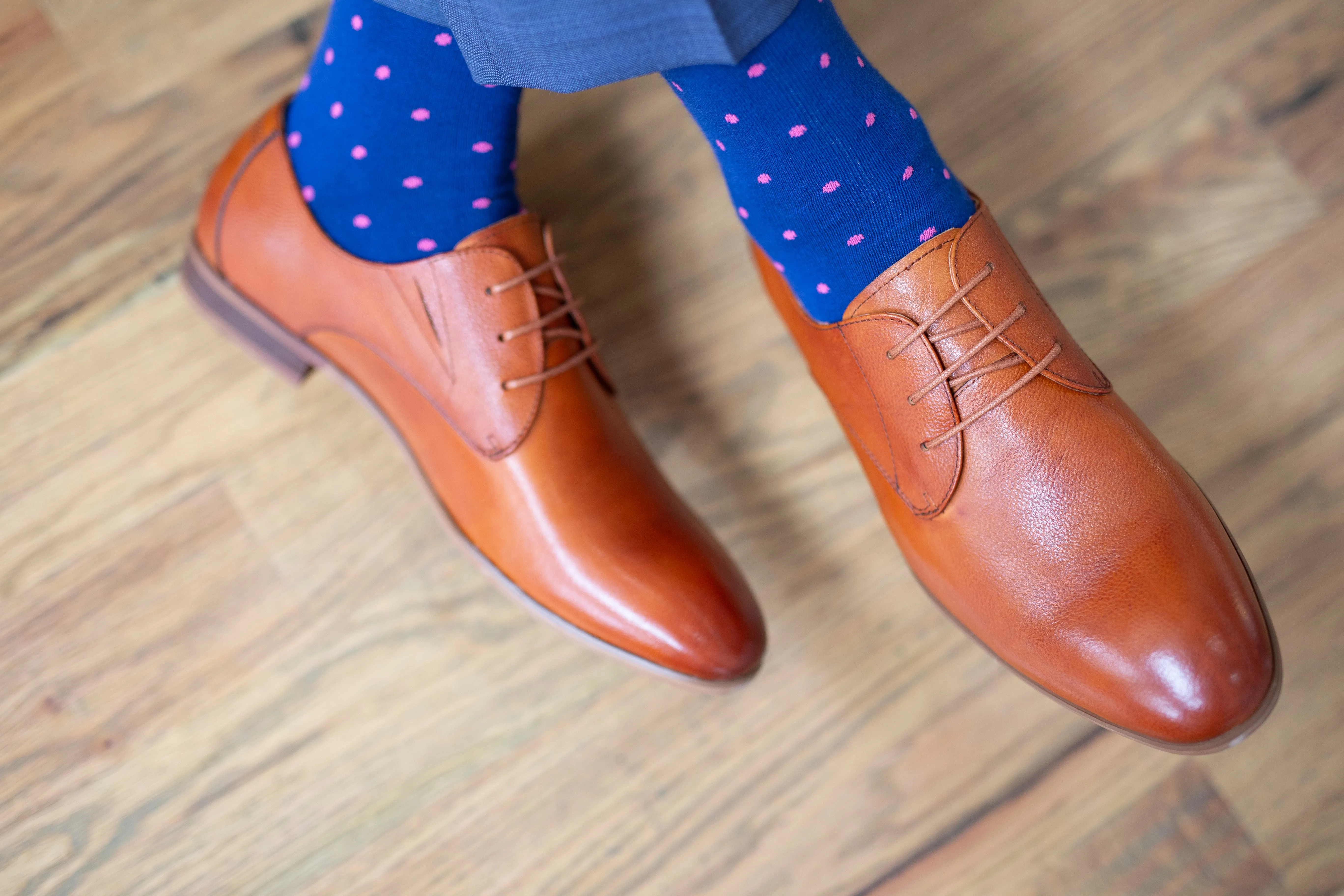 Navy with Pink Dots Socks