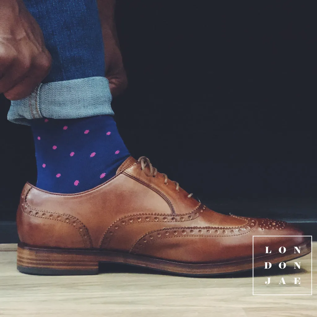 Navy with Pink Dots Socks