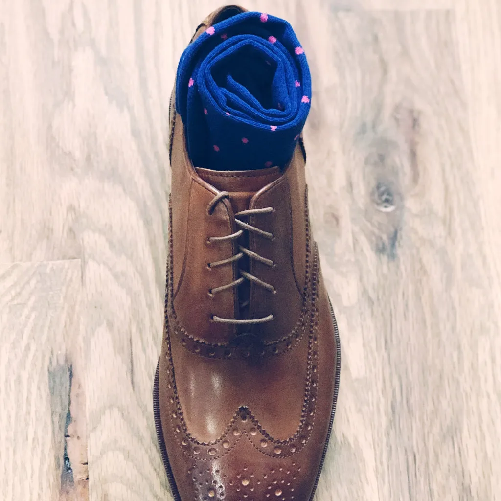 Navy with Pink Dots Socks