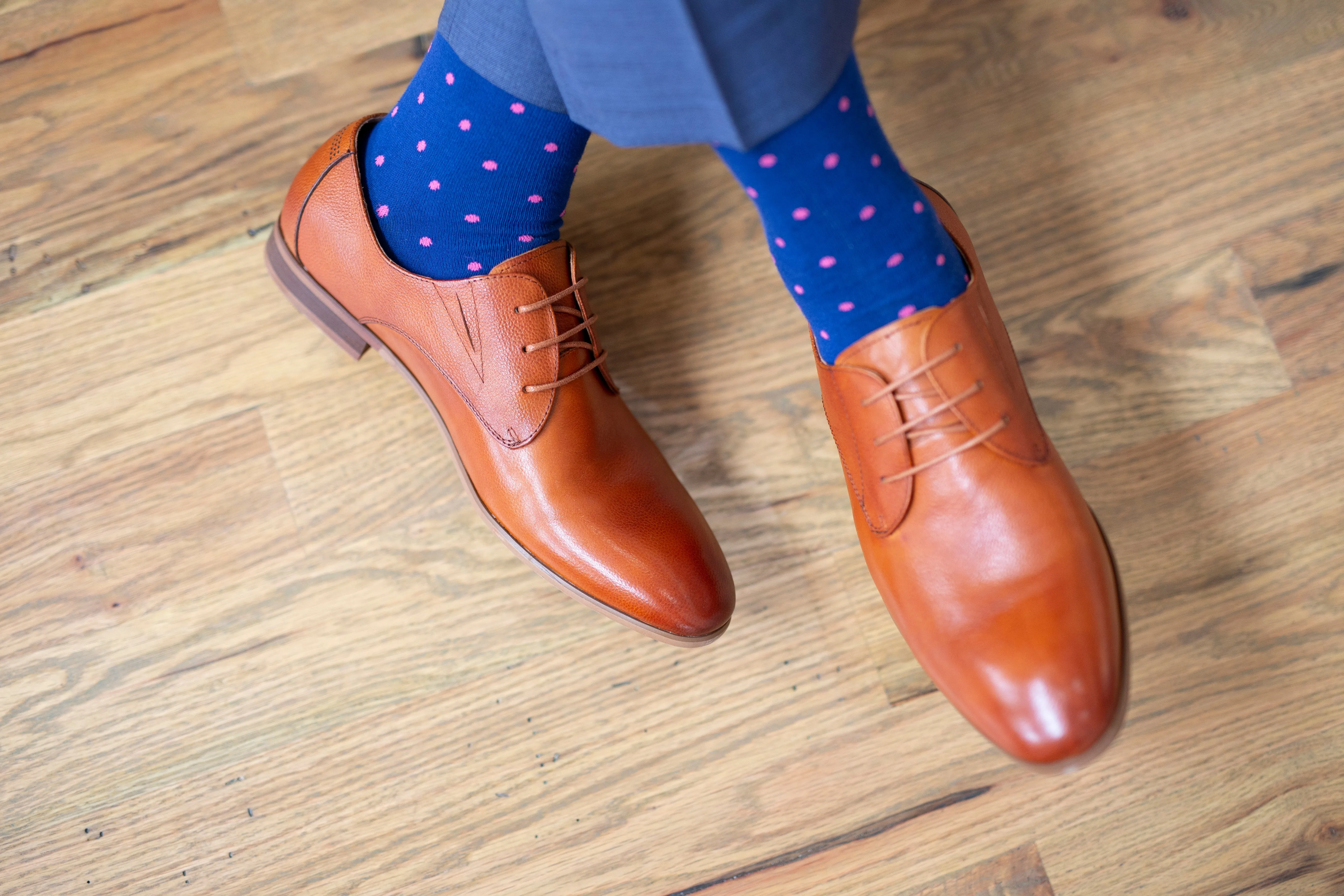 Navy with Pink Dots Socks