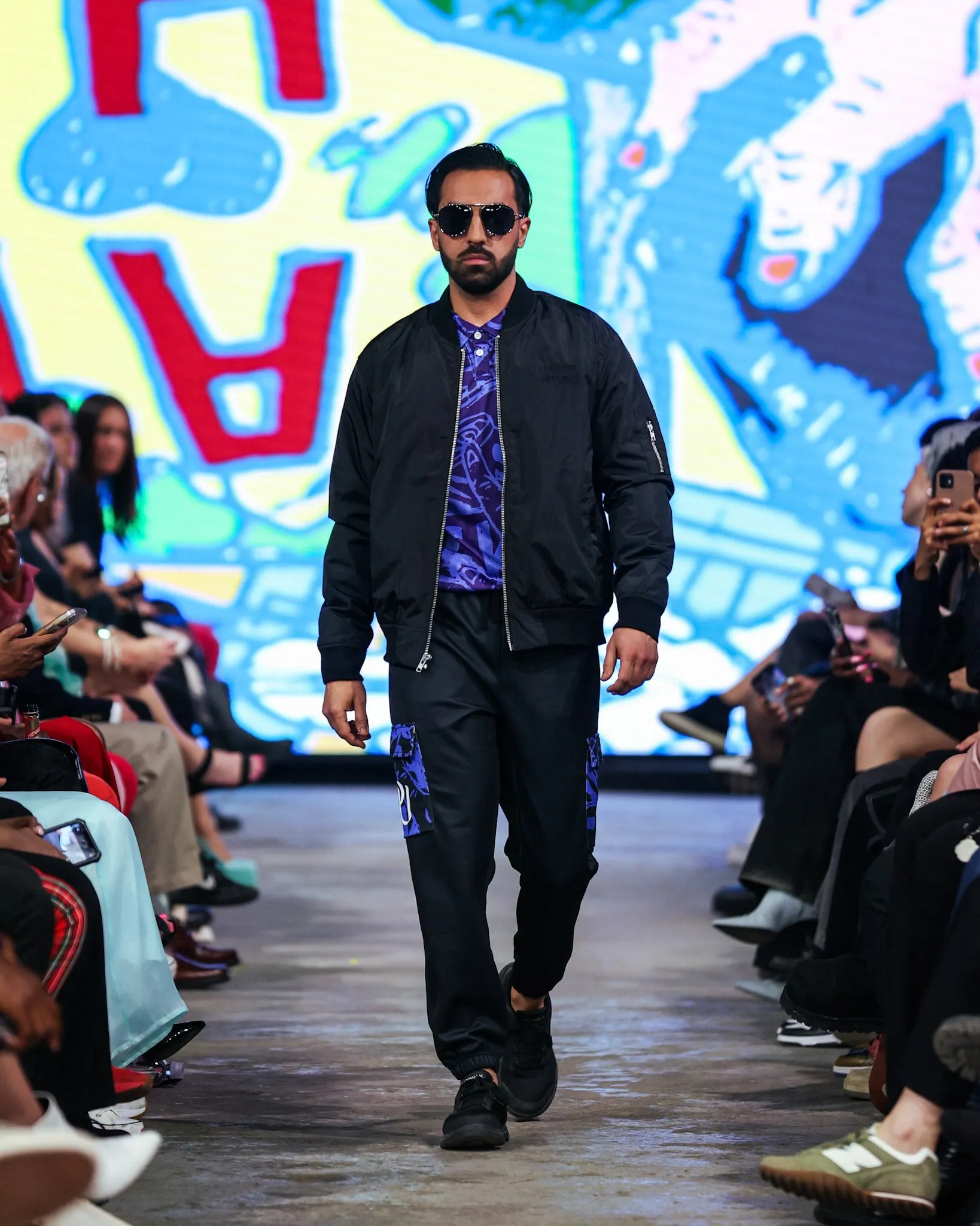 Recycled black bomber jacket-embroidered the story quote