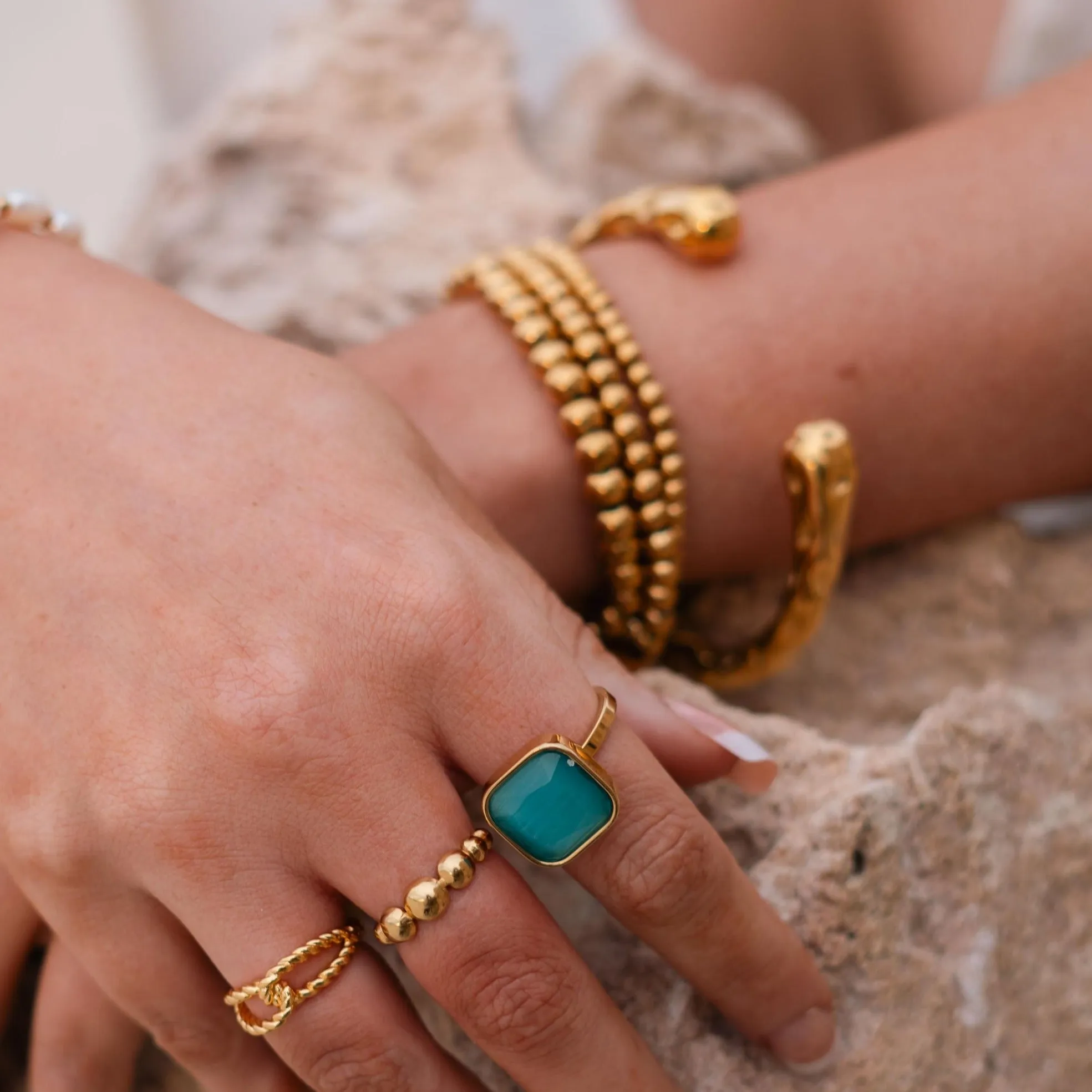 Rosa | Stainless Steel 18K Gold Plated or Silver Cuff Bangle