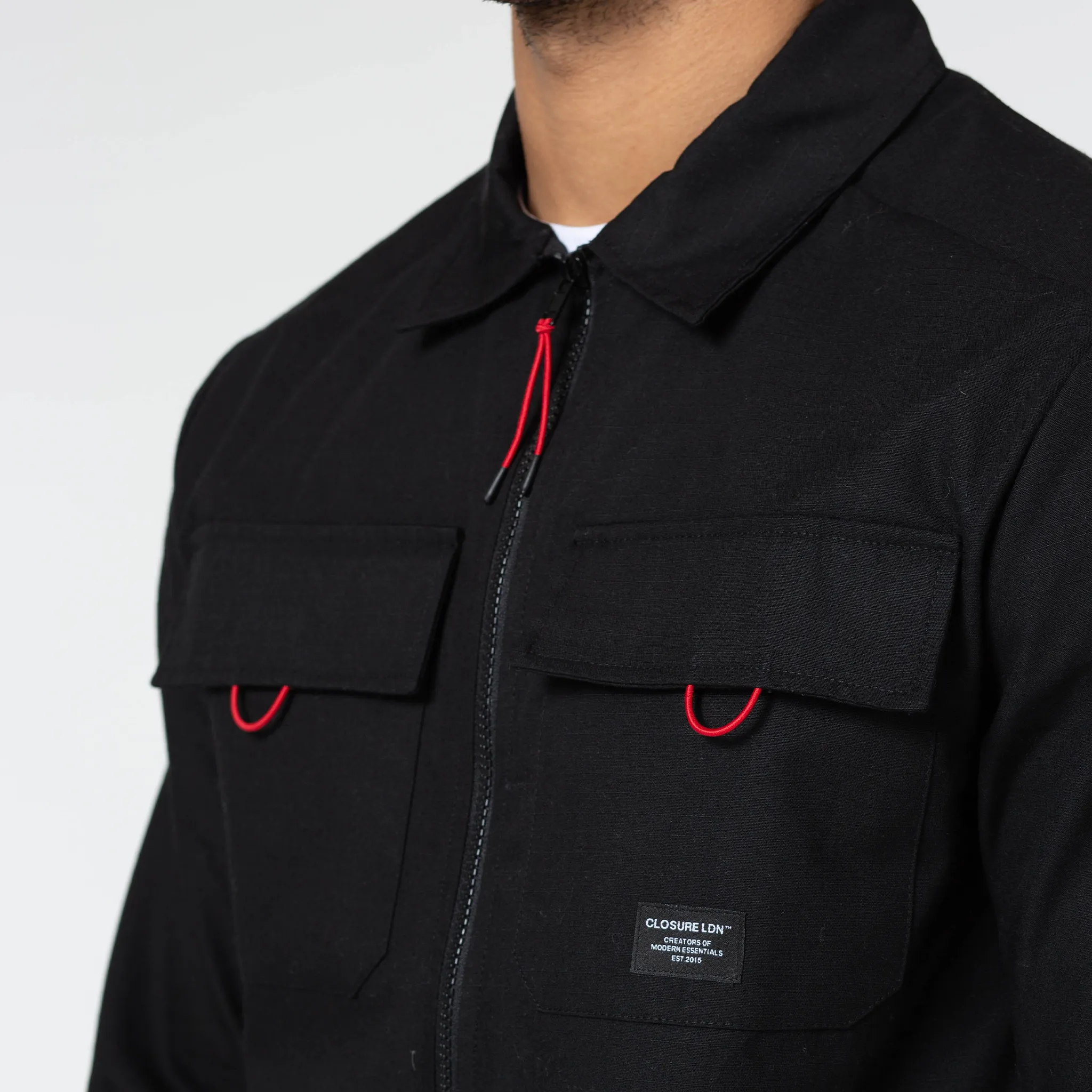 Tech Utility Overshirt | Black/Red