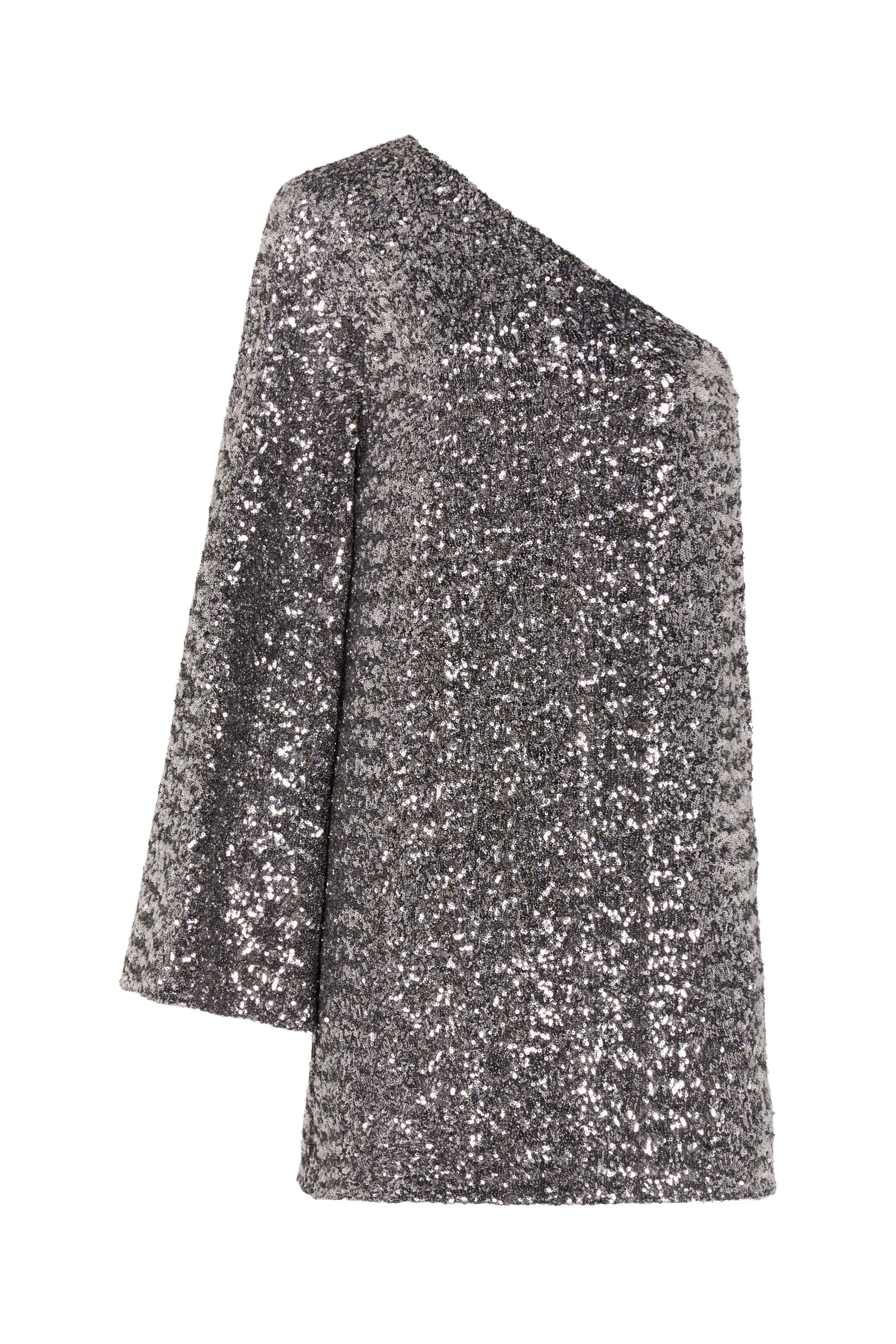 Vida Sequin One Shoulder Mini Dress - Pewter