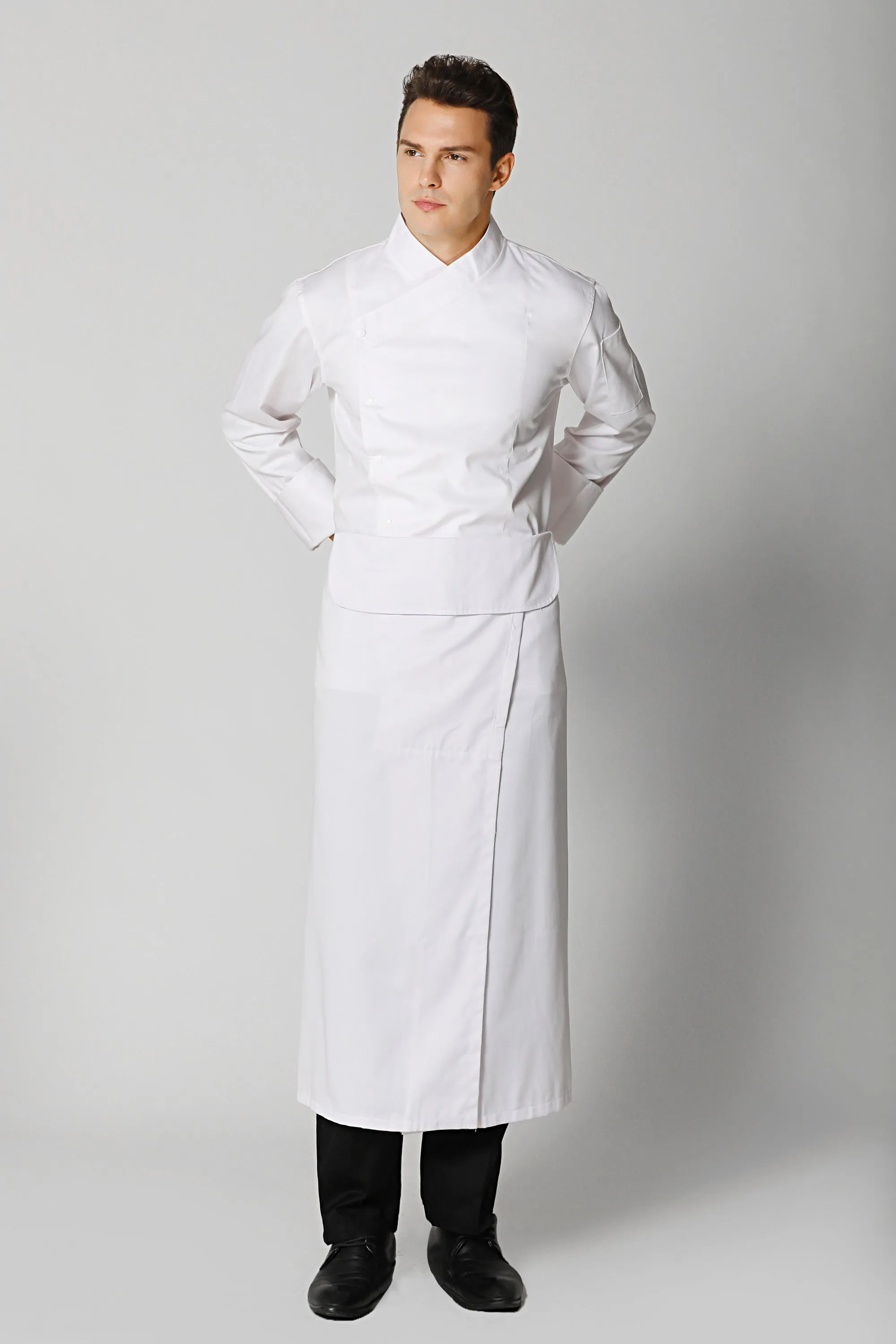 White Flap Chef Apron with Slit