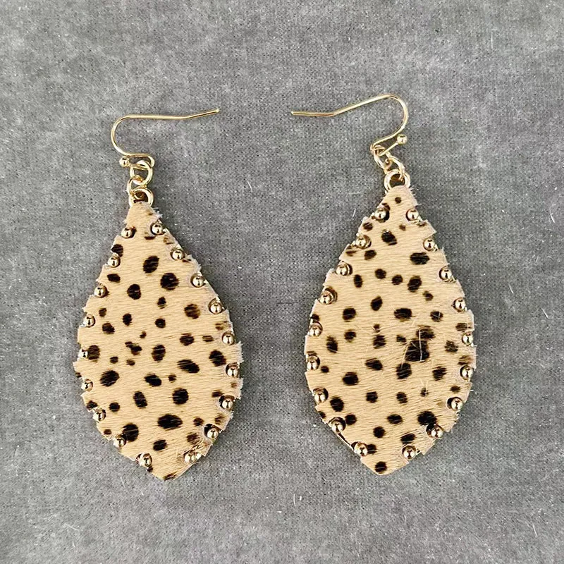 Wholesale Leopard Patterned Cow and Horse Hair Earrings