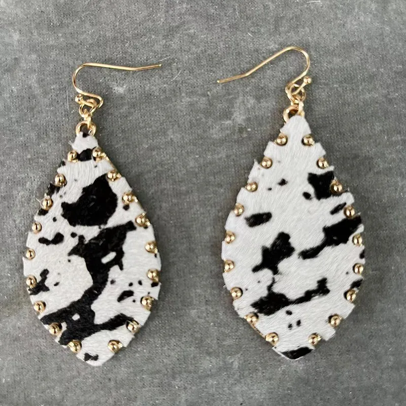 Wholesale Leopard Patterned Cow and Horse Hair Earrings