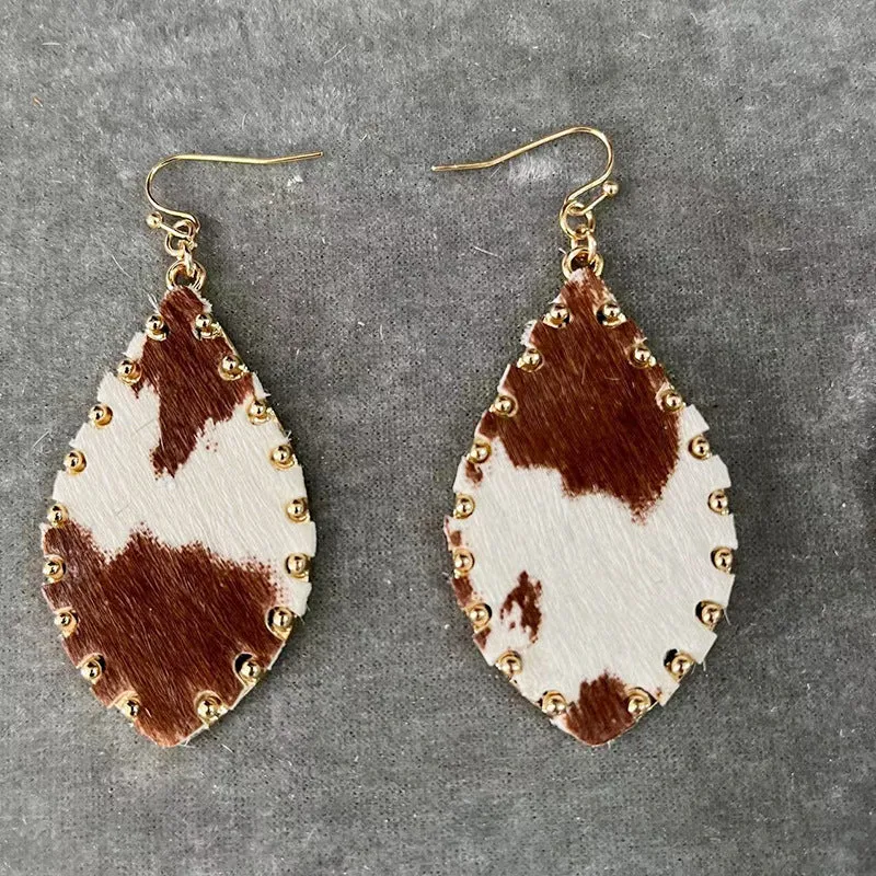 Wholesale  Leopard Patterned Cow and Horse Hair Earrings